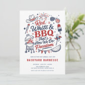 Einladung zur Rot-Weiß-BBQ-Party (Stehend Vorderseite)