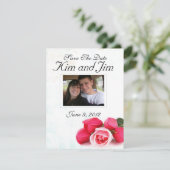 Einladung zur rote Rose Save the Date (Stehend Vorderseite)