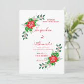 Einladung zur rote Rose Simple Wedding Theme (Stehend Vorderseite)