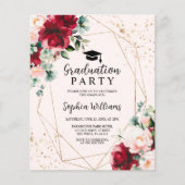 Einladung zur Rote Rose und Gold Graduation Party (Vorderseite)