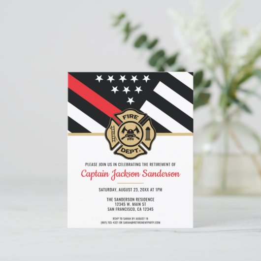 Einladung zur Roten Linie für den Feuerwehrleute (Stehend Vorderseite)