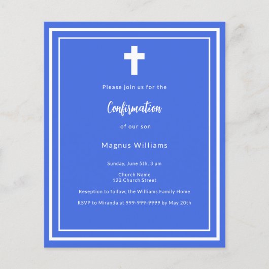 Einladung zur Royal Blue Boy Confirmation (Vorderseite)