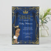 Einladung zur Royal Navy Blue Gold Prince Baby Dus (Stehend Vorderseite)