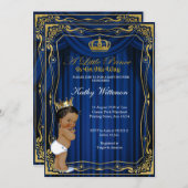 Einladung zur Royal Navy Blue Gold Prince Baby Dus (Vorne/Hinten)
