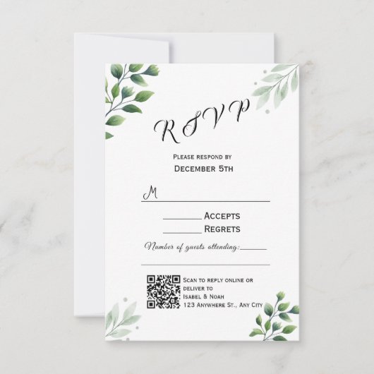 Einladung zur RSVP Card für moderne Grünanlagen (Vorderseite)