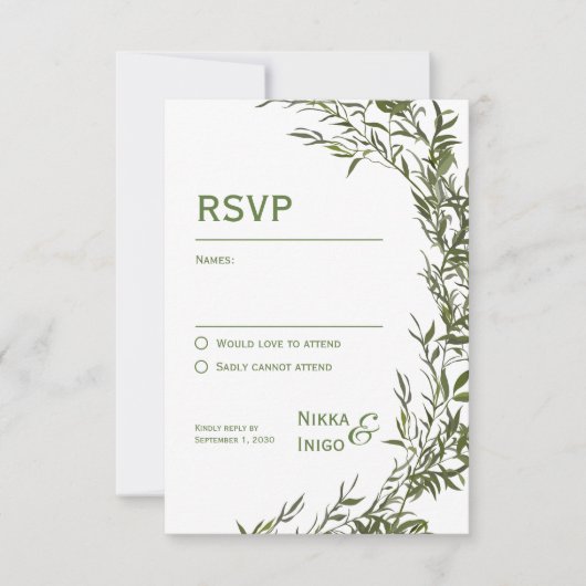 Einladung zur RSVP Card Watercolor Greenery (Vorderseite)