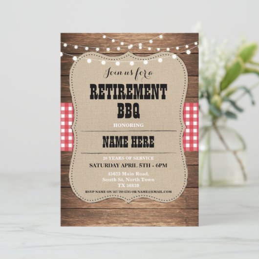 Einladung zur Ruheständigung Party GRILLEN Red Ein (Stehend Vorderseite)