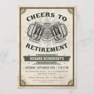 Einladung zur Ruhestandsfeier Vintage Cheers & Bie
