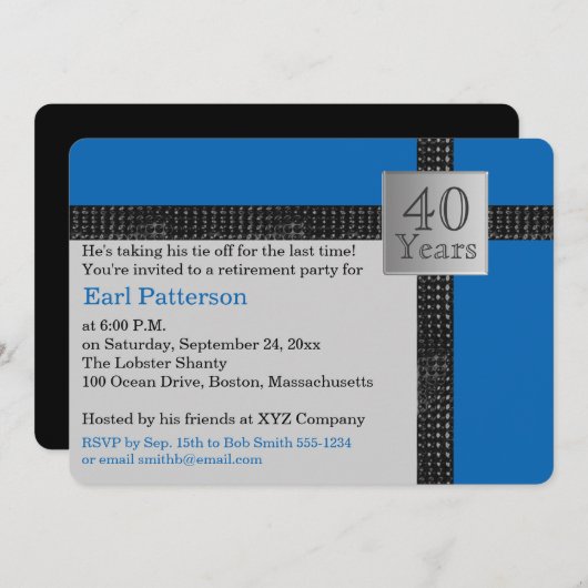 Einladung zur Ruhestandszeit in Schwarz, Blau und  (Vorne/Hinten)