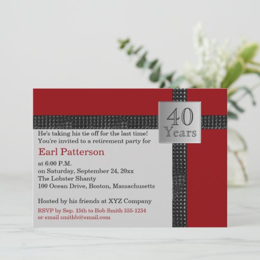 Einladung zur Ruhestandszeit in Schwarz, Rot und G (Stehend Vorderseite)
