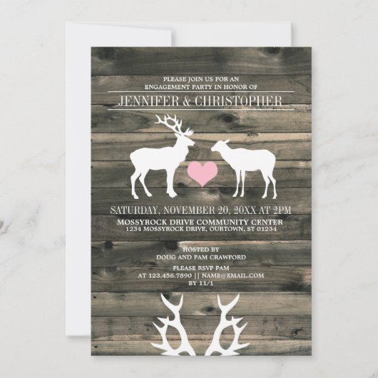 Einladung zur Rustikal Buck and Dot Engagement Par (Vorderseite)