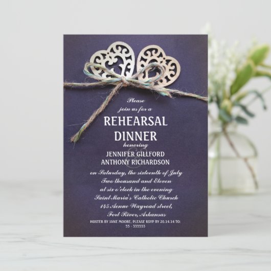 Einladung zur rustikalen blauen Probe (Stehend Vorderseite)