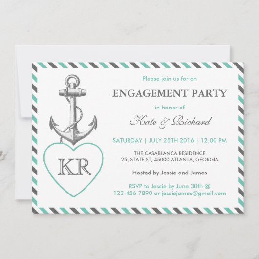 Einladung zur rustikalen Monogramm-Anker-Gruppe (Vorderseite)