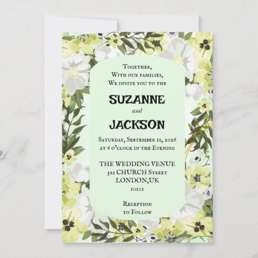 Einladung zur rustikalen neutralen Blütenhochzeit (Vorderseite)