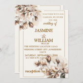 Einladung zur Rustikalen neutralen Boho-Blumenhoch (Vorne/Hinten)