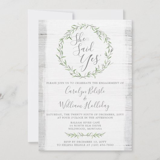 Einladung zur Rustikalen Wood & Wreath-Engagement- (Vorderseite)