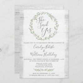 Einladung zur Rustikalen Wood & Wreath-Engagement-