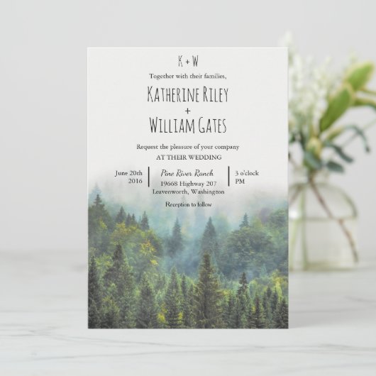 Einladung zur Rustikalwaldhochzeit (Stehend Vorderseite)