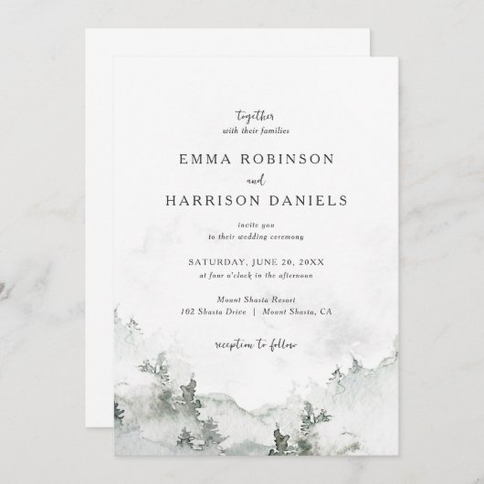 Einladung zur Rustikalwaldhochzeit (Vorne/Hinten)