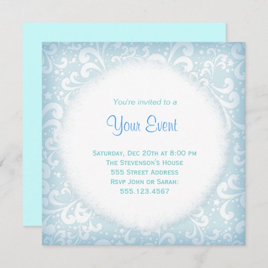 Einladung zur sanften Blues und zur Weißabfüllung (Vorne/Hinten)