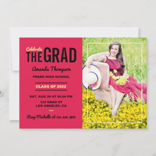 Einladung zur Scarlet and Black Graduation Party (Vorderseite)