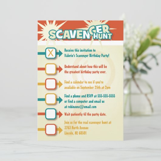 Einladung zur Scavenger-Jagd (Stehend Vorderseite)