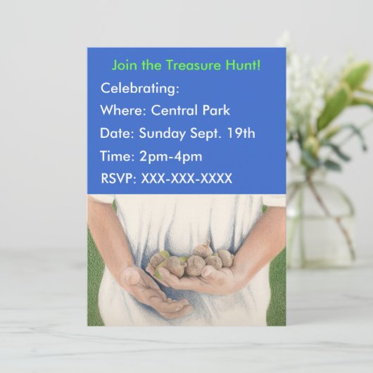 Einladung zur Schatzsuche (Stehend Vorderseite)