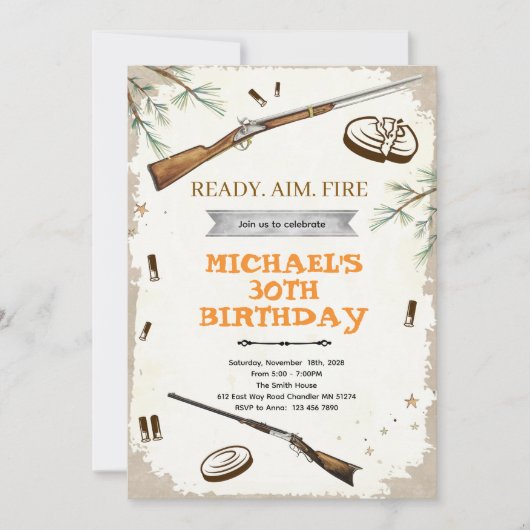 Einladung zur Schießparty (Vorderseite)