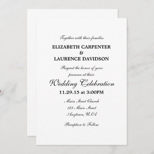 Einladung zur Schlichten Hochzeit (Vorne/Hinten)