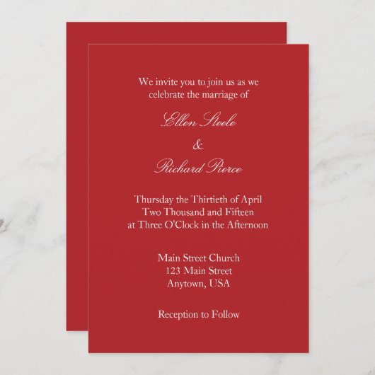 Einladung zur Schlichten Hochzeit (Vorne/Hinten)