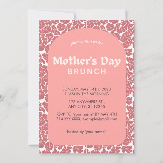 Einladung zur schönen rosa Blumenmutter am Muttert (Vorderseite)