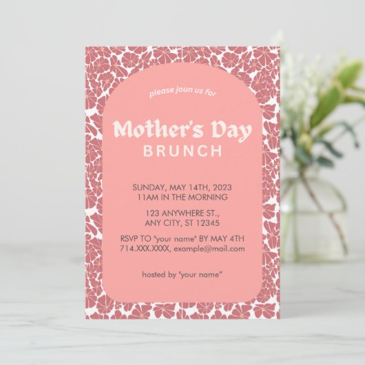 Einladung zur schönen rosa Blumenmutter am Muttert (Stehend Vorderseite)