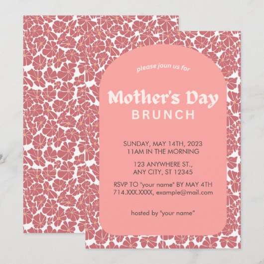 Einladung zur schönen rosa Blumenmutter am Muttert (Vorne/Hinten)