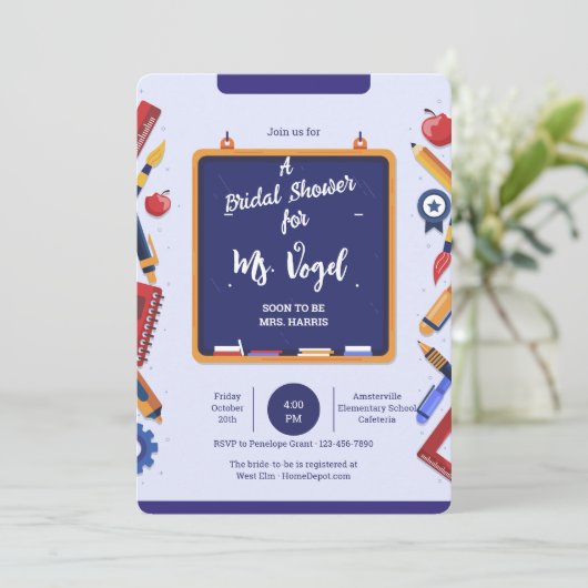 Einladung zur Schule Chalkbord (Stehend Vorderseite)