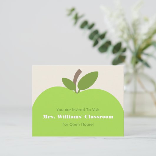 Einladung zur Schule - Grüner Apfel (Stehend Vorderseite)