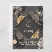 Einladung zur Schwarz/Gold Hochzeit (Vorderseite)