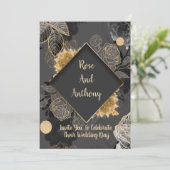 Einladung zur Schwarz/Gold Hochzeit (Stehend Vorderseite)