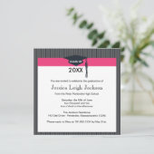 Einladung zur schwarz-rosa Graduierungskappe (Stehend Vorderseite)