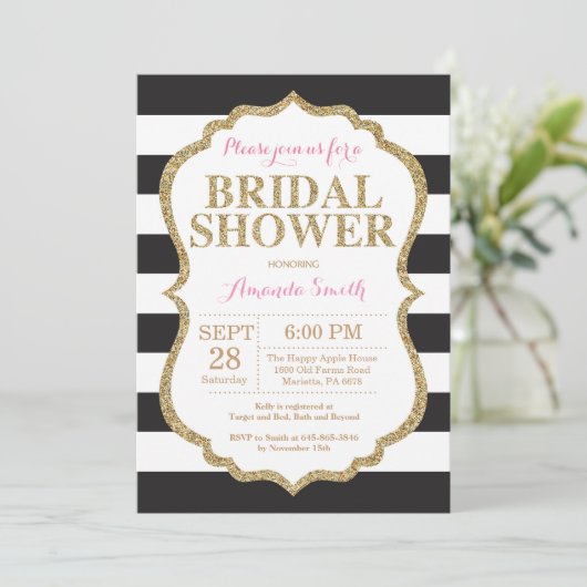 Einladung zur Schwarz-Rosa- und Golddusche (Stehend Vorderseite)