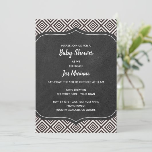 Einladung zur Schwarz-Weiß-Babydusche (Stehend Vorderseite)