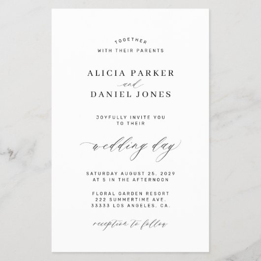 Einladung zur Schwarz-Weiß-Foto-Hochzeit Flyer (Vorne)