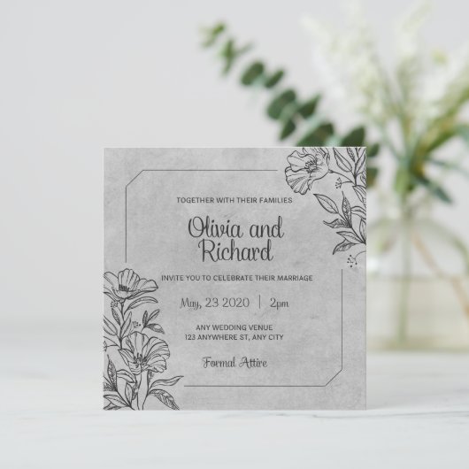 Einladung zur Schwarz-Weiß-Hochzeit (Stehend Vorderseite)