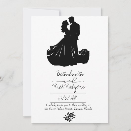 Einladung zur Schwarz-Weiß-Hochzeit (Vorderseite)