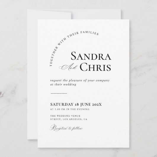 Einladung zur Schwarz-Weiß-Hochzeit (Vorderseite)