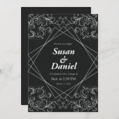 Einladung zur Schwarz-Weiß-Hochzeit (Vorne/Hinten)