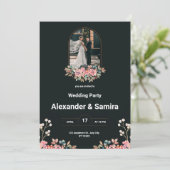 Einladung zur Schwarz-Weiß-Hochzeit (Stehend Vorderseite)