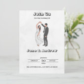 Einladung zur Schwarz-Weiß-Hochzeit (Stehend Vorderseite)