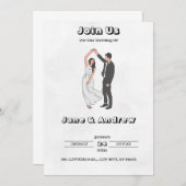 Einladung zur Schwarz-Weiß-Hochzeit (Vorne/Hinten)