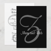 Einladung zur Schwarz-Weiß-Hochzeit| Initial Z (Vorne/Hinten)