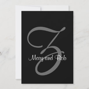 Einladung zur Schwarz-Weiß-Hochzeit Initial Z